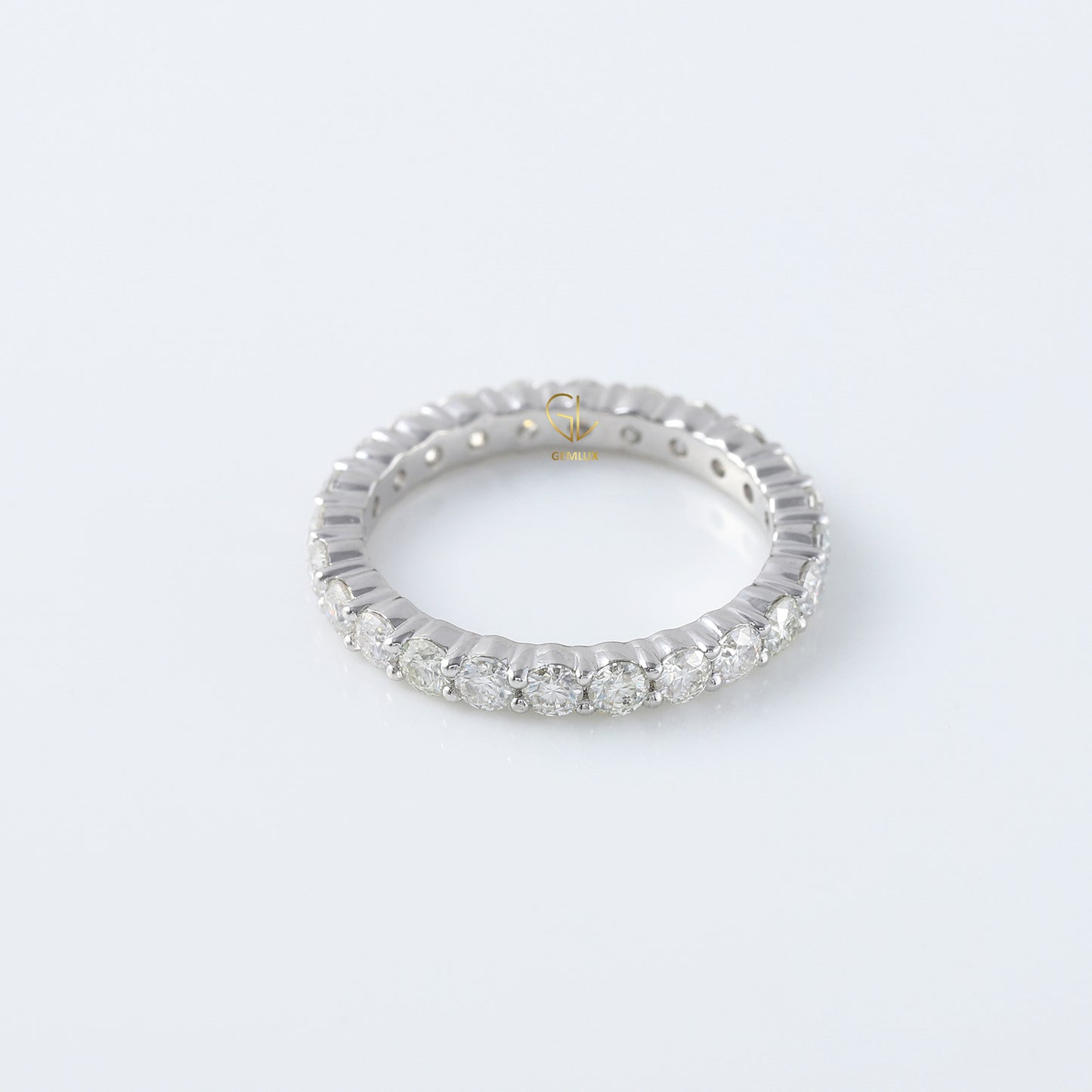 Round Moissanite Full Eternity Wedding Band Ring