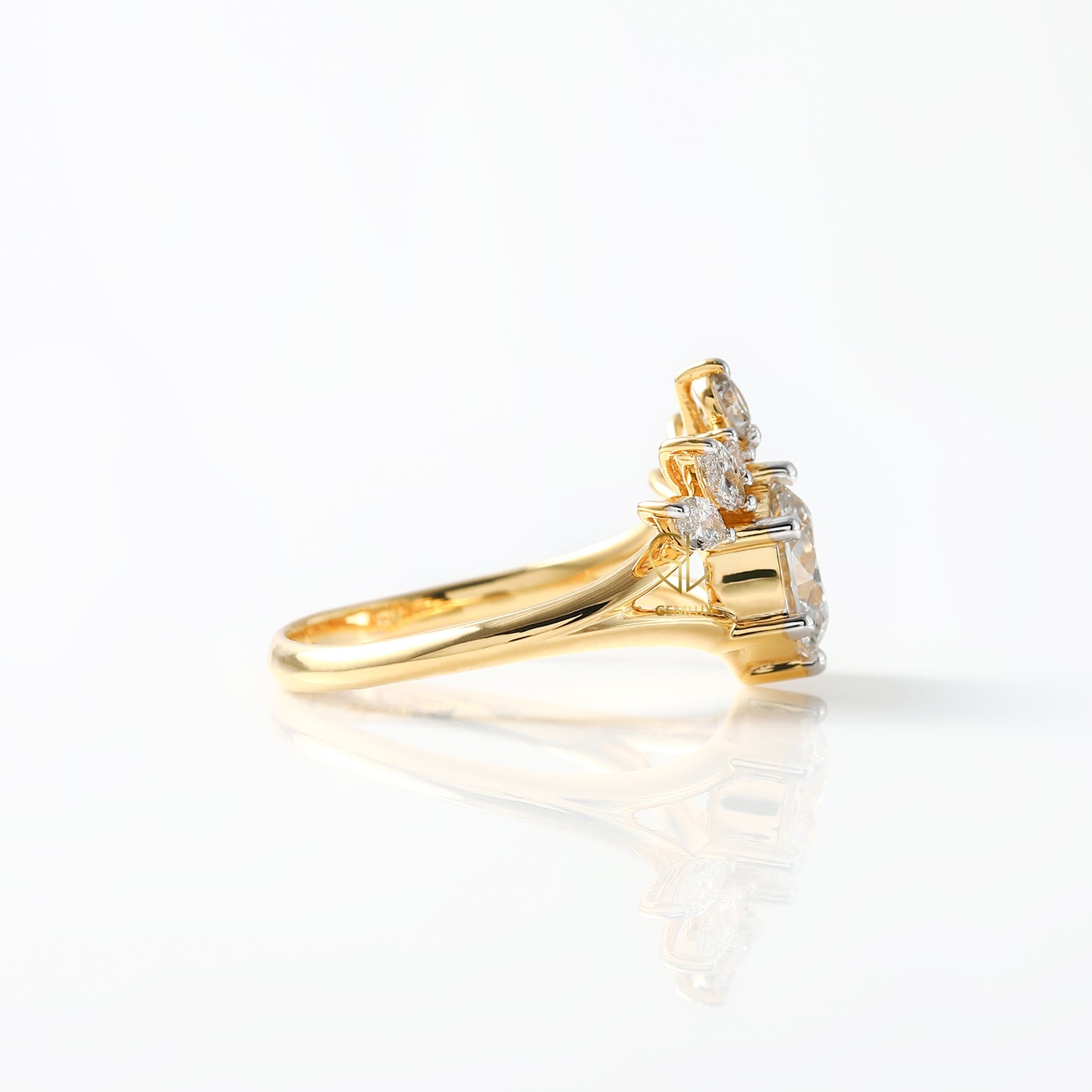 Split Shank Round Cut Moissanite Crown Style Ring