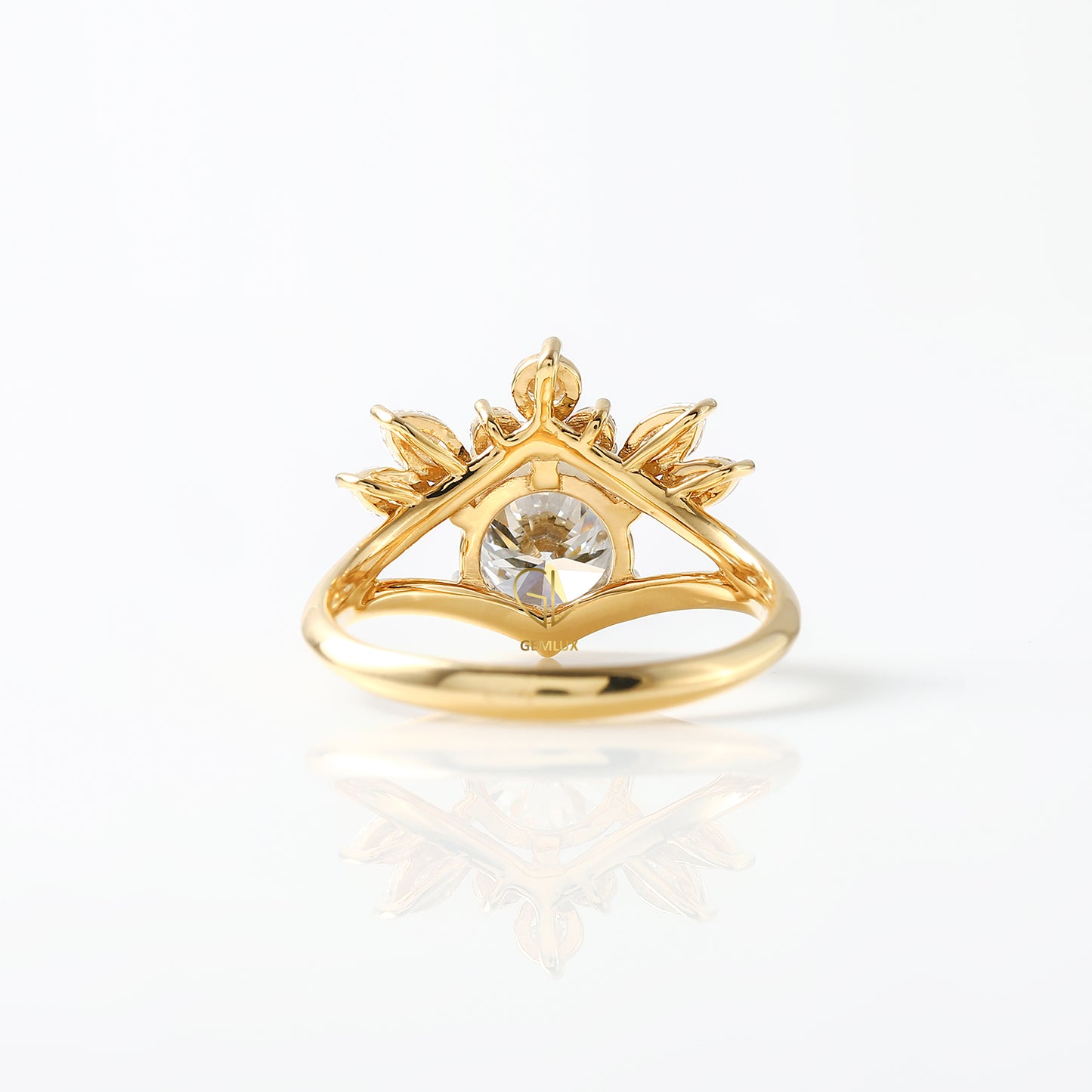 Split Shank Round Cut Moissanite Crown Style Ring
