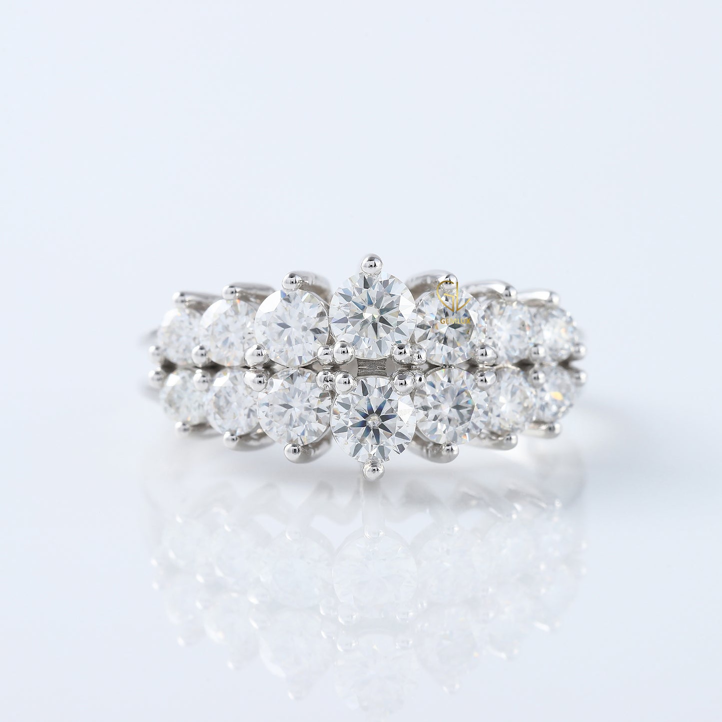 Two Row Moissanite Half Eternity Wedding Band