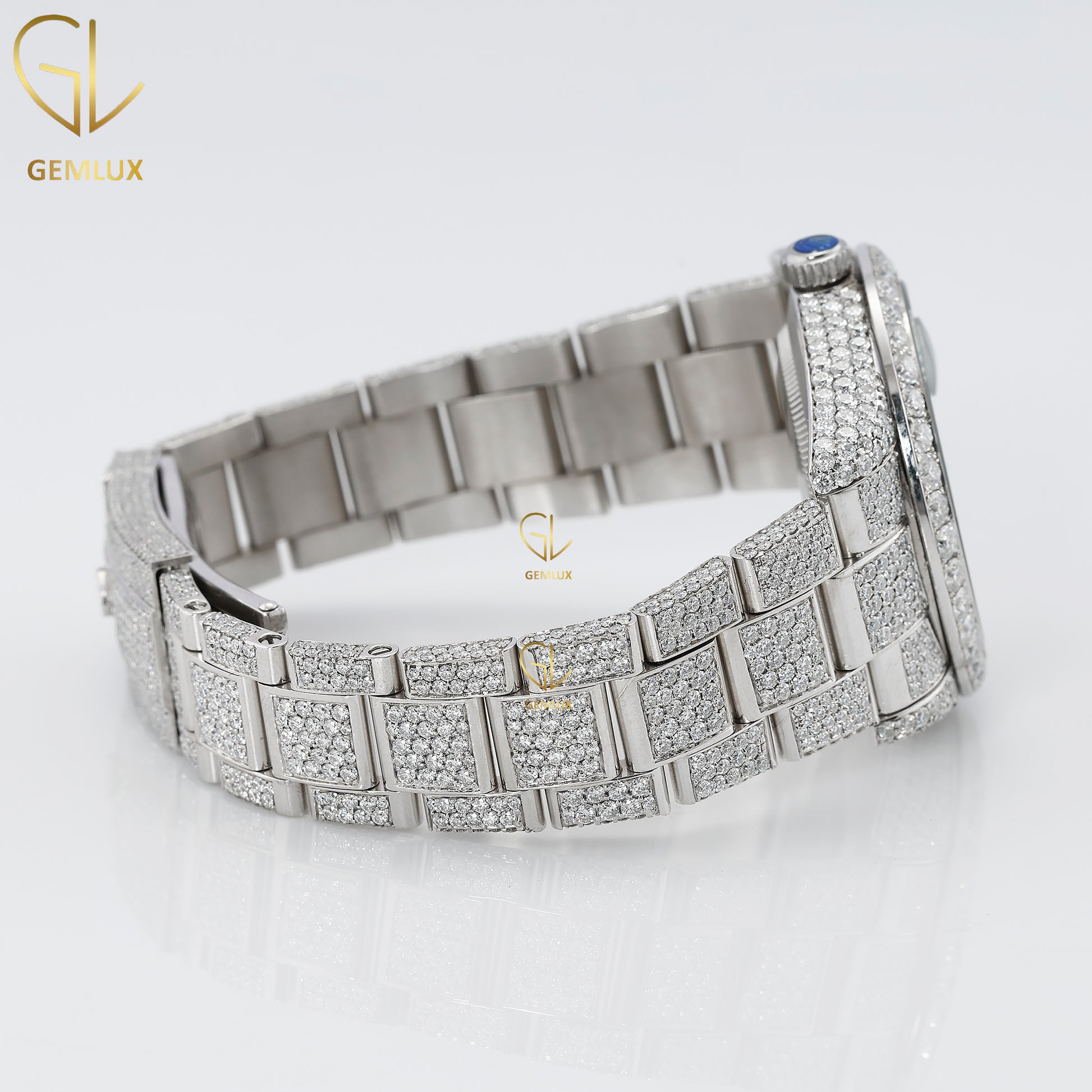 Automatic Movement Full White Iced Out D VVS Moissanite Diamond Watch