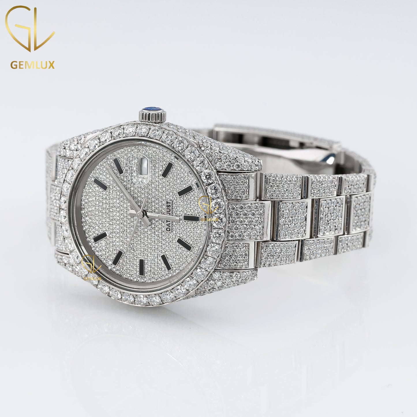 Automatic Movement Full White Iced Out D VVS Moissanite Diamond Watch