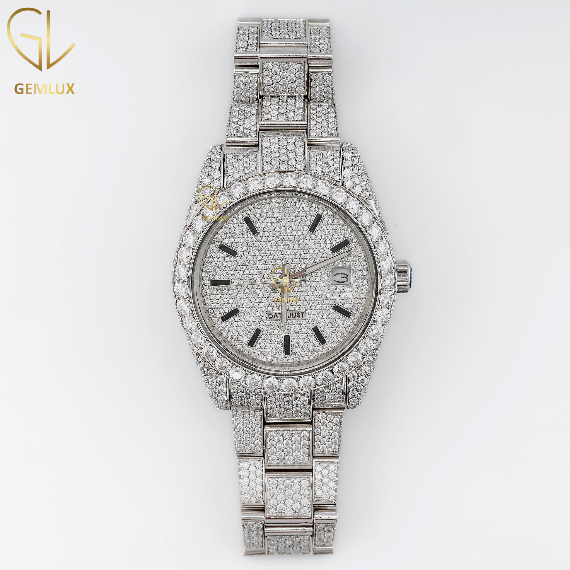 Automatic Movement Full White Iced Out D VVS Moissanite Diamond Watch