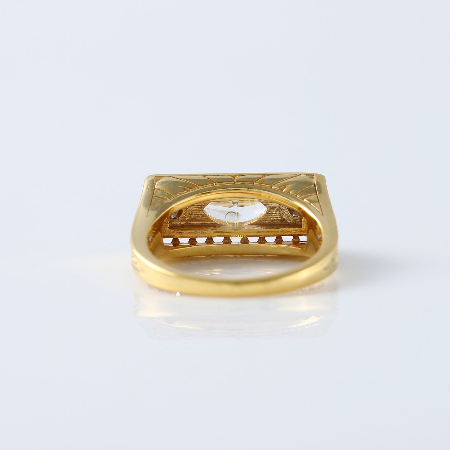 Vintage 1 Ct Marquise Cut Lab Grown Three Stone Gold Ring