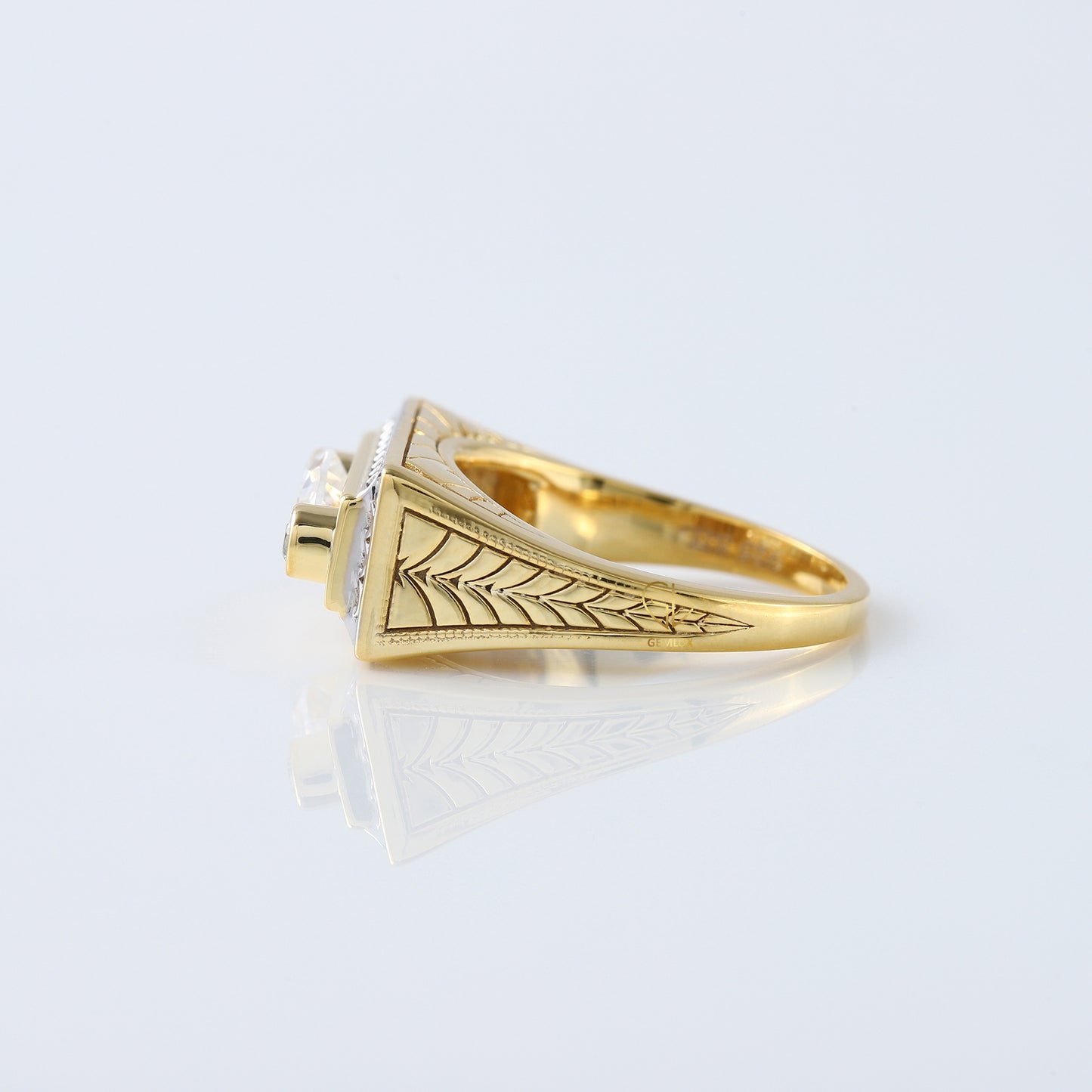 Vintage 1 Ct Marquise Cut Lab Grown Three Stone Gold Ring