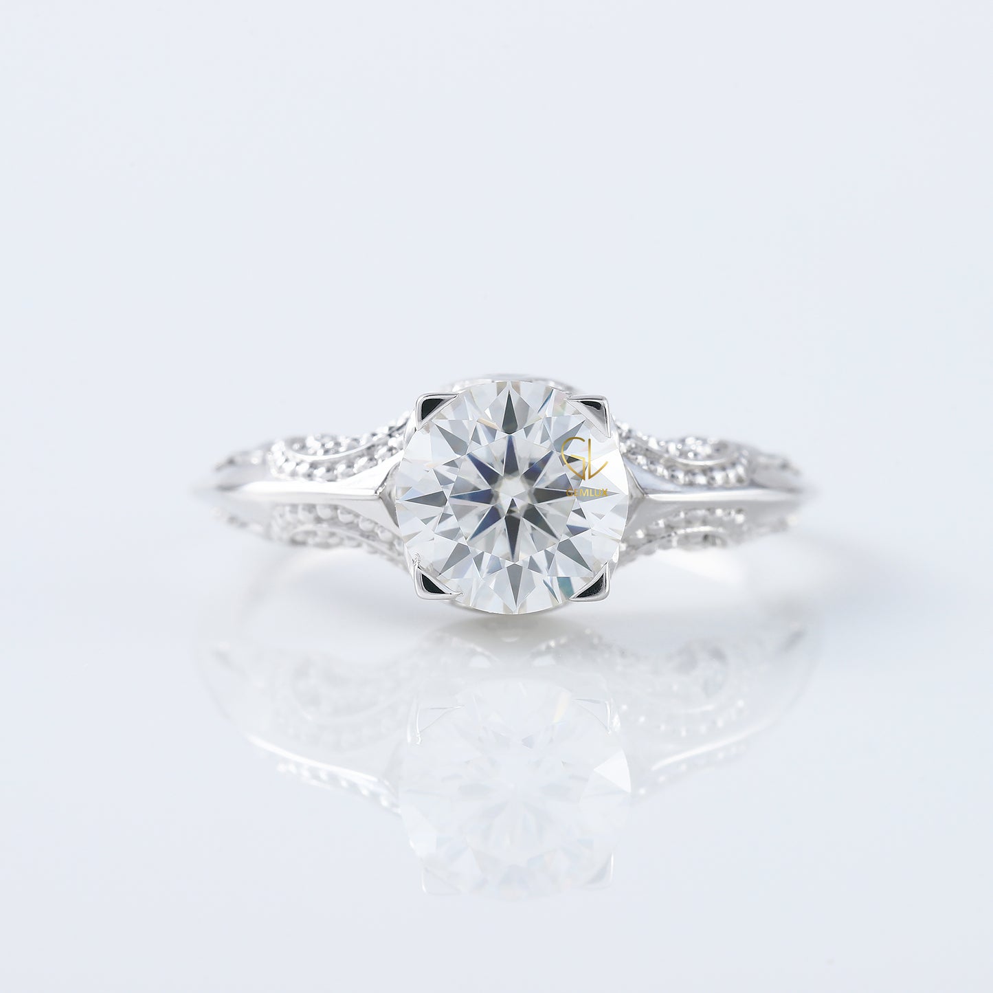 Vintage Inspired Lab Grown Art Deco Filigree Ring