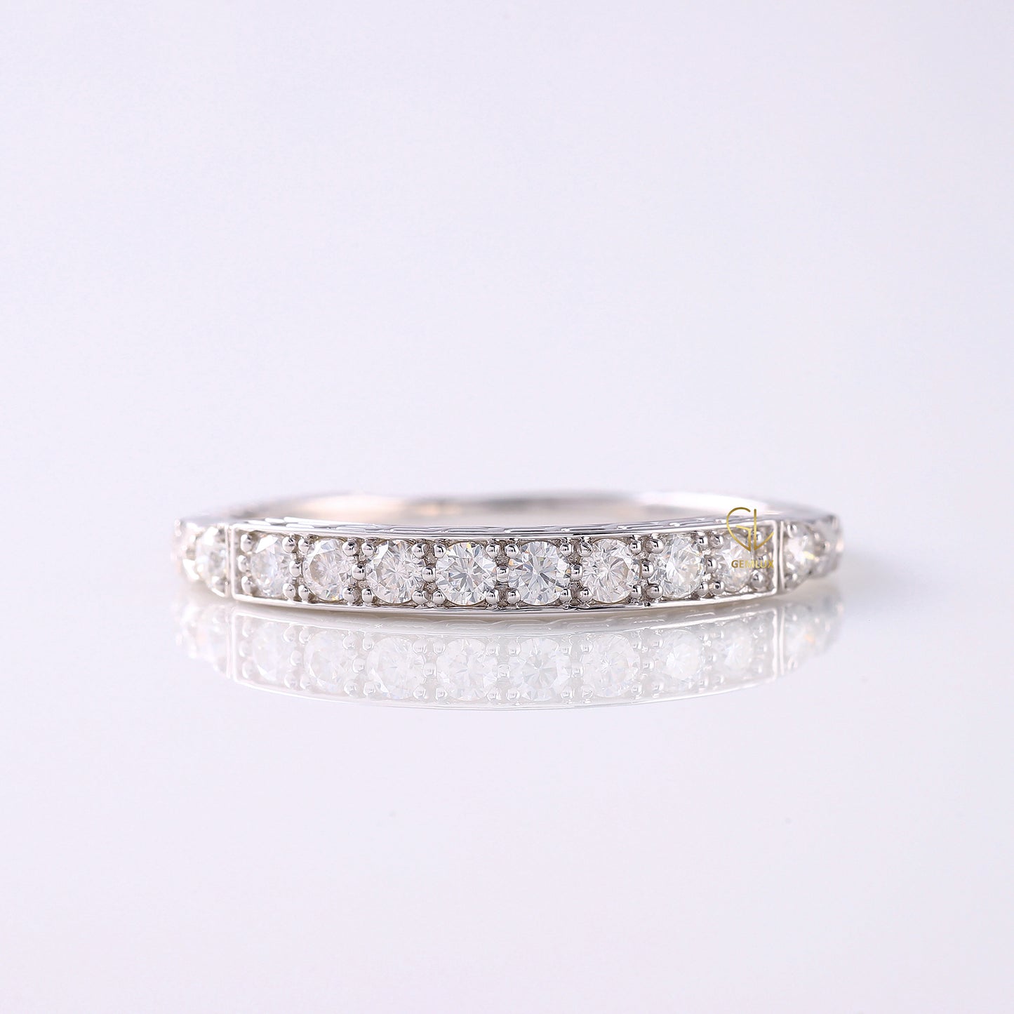 Vintage Moissanite Antique Stacking Wedding Band