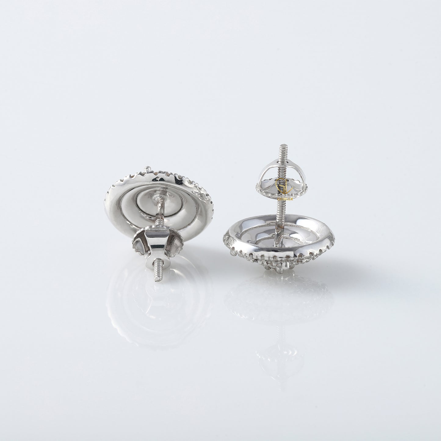 White Gold Round Moissanite Diamond Cluster Stud Earrings