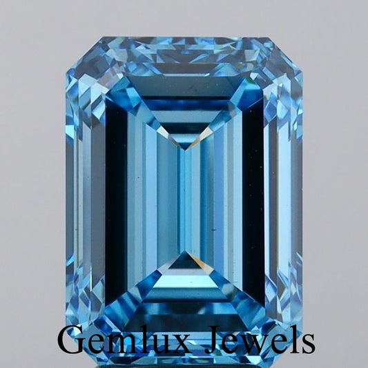 Fancy Vivid Blue Emerald Cut Lab Grown Diamond