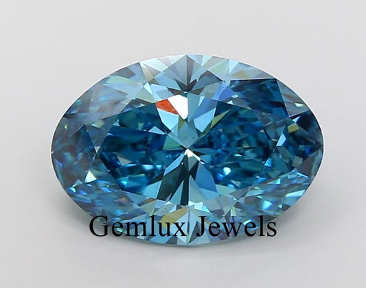 Fancy Vivid Blue Oval Cut Lab Grown Loose Diamond IGI Certified