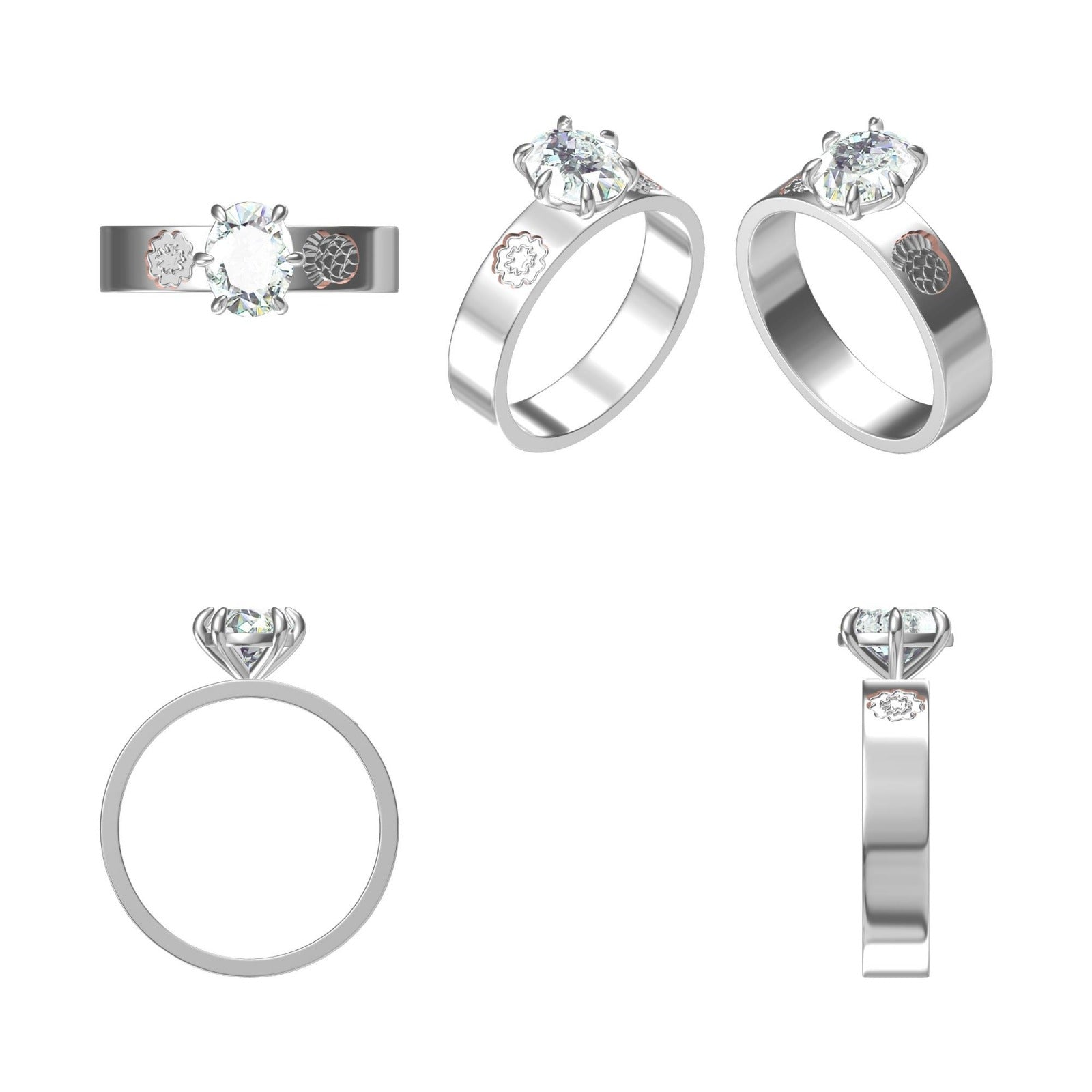 2 Ct Oval Cut Moissanite Flower Filigree Design Solitaire Engagement Ring