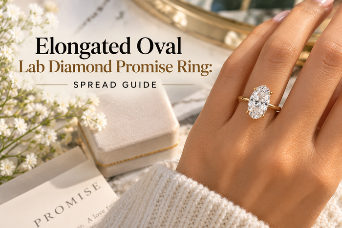 Elongated Oval Lab Diamond Promise Ring: Spread Guide