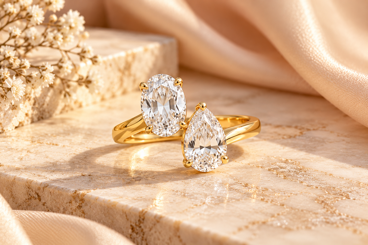 Affordable Toi et Moi lab diamond right-hand ring online USA
