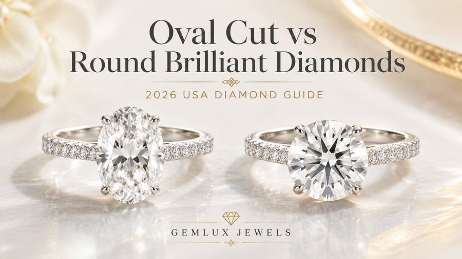 Oval Cut vs Round Brilliant Diamonds | 2026 USA Diamond Guide | Gemlux Jewels