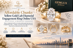 Affordable Chunky Yellow Gold Lab Diamond Rings USA
