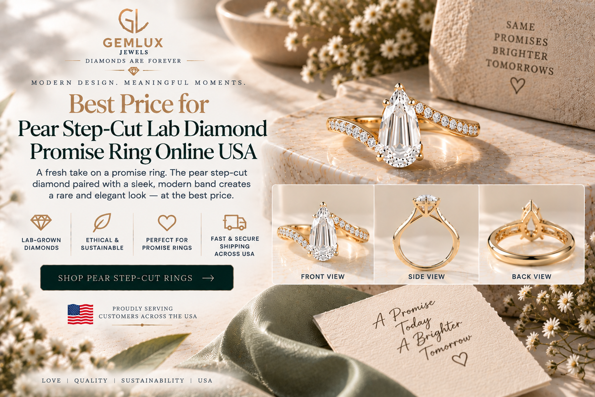Best Price for a Pear Step-Cut Lab-Grown Diamond Promise Ring USA