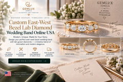 Custom East-West Bezel Lab-Grown Diamond Wedding Bands