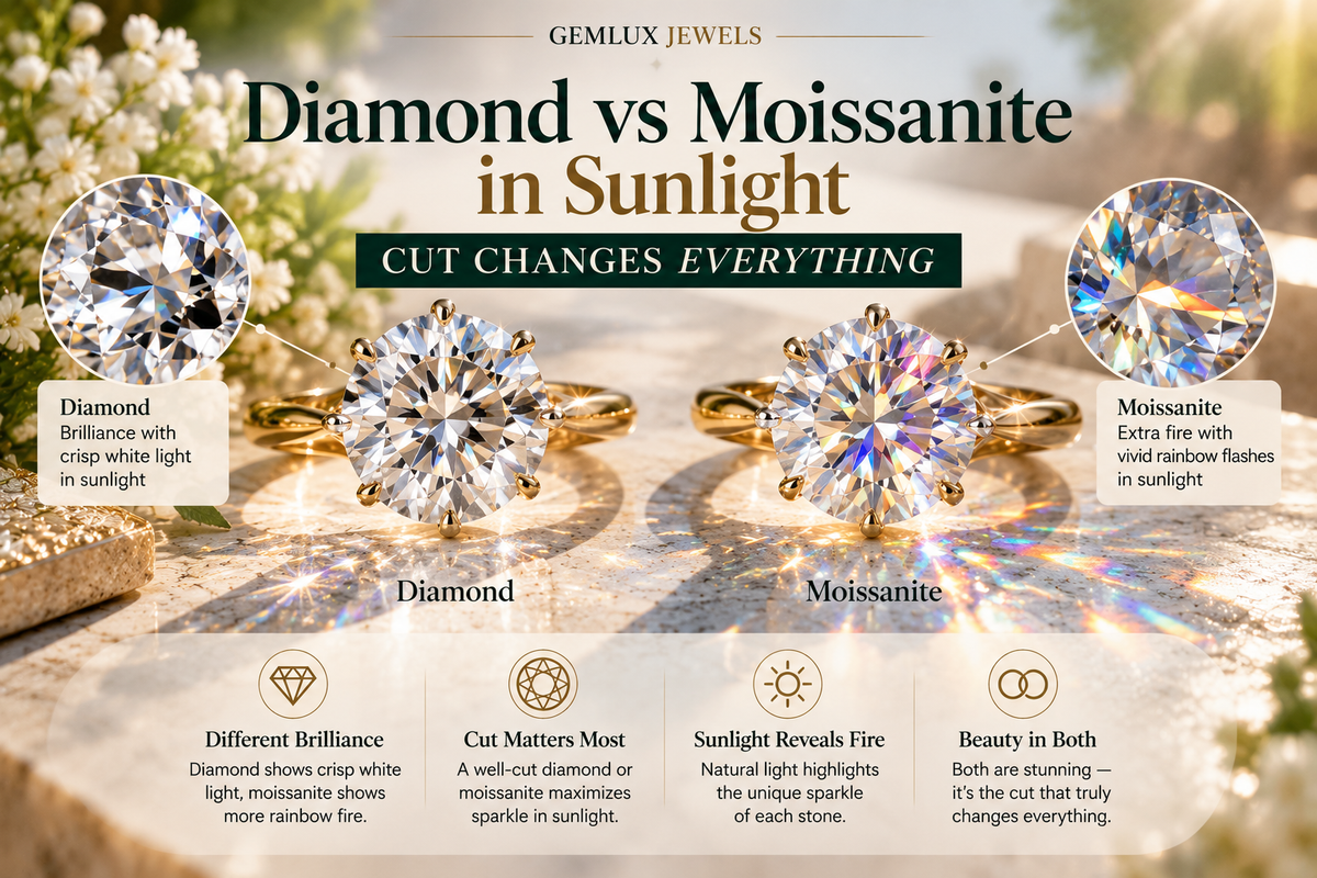 Diamond vs Moissanite in Sunlight: Cut Changes Everything