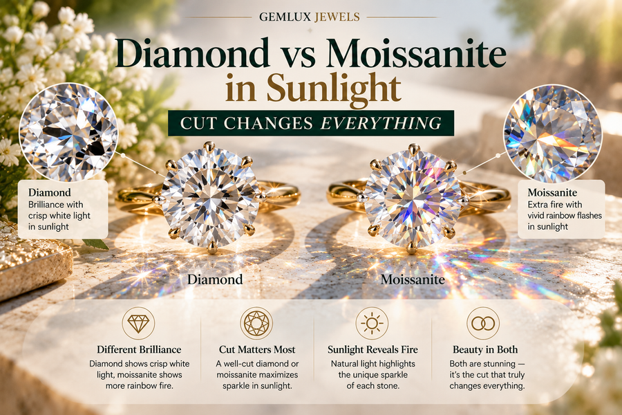 Diamond vs Moissanite in Sunlight: Cut Changes Everything