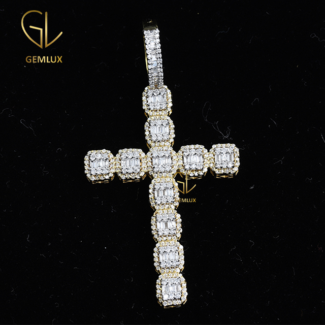 Bling Bling Moissanite Diamond Cross Charm HipHop Pendant