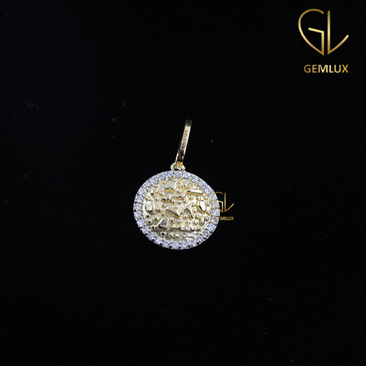 14K Solid Gold Vintage Jewelry Moissanite Diamond Delicate Round Pendant