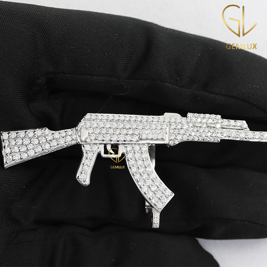 HipHop Iced Out Moissanite Diamond Gun Charm Pendant