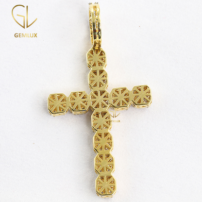 Bling Bling Moissanite Diamond Cross Charm HipHop Pendant