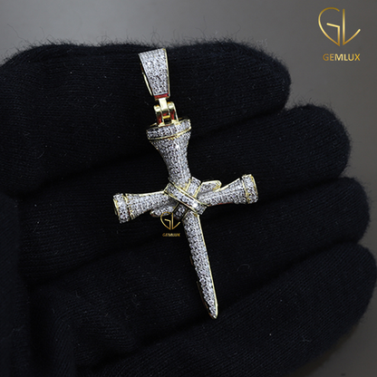 Stylish Bling Bling Nail Cross Charm Pendant