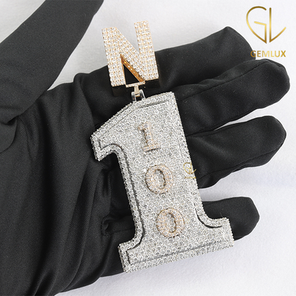 New Design Iced Out "1" Number With Letter HipHop Pendant