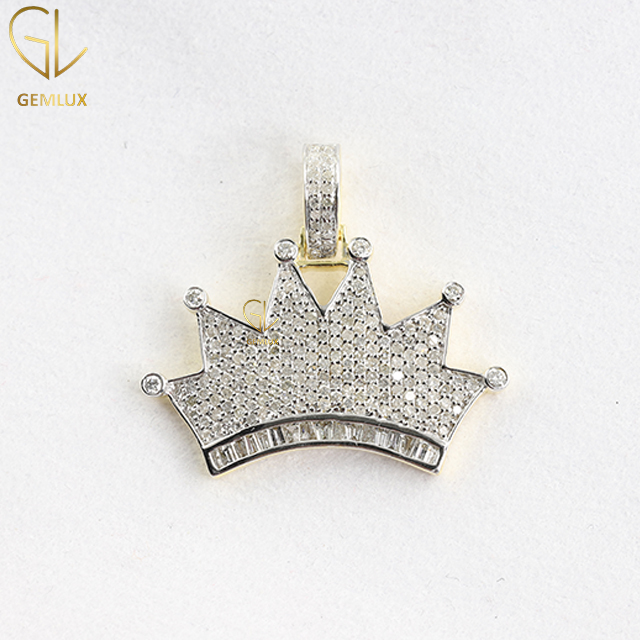 Iced Out Bling Bling Moissanite Diamond Crown HipHop Pendant