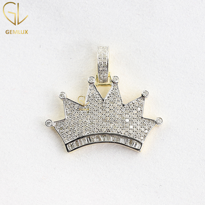 Iced Out Bling Bling Moissanite Diamond Crown HipHop Pendant