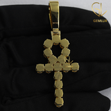 Round Cut Moissanite Egyptian Ankh Cross Pendant
