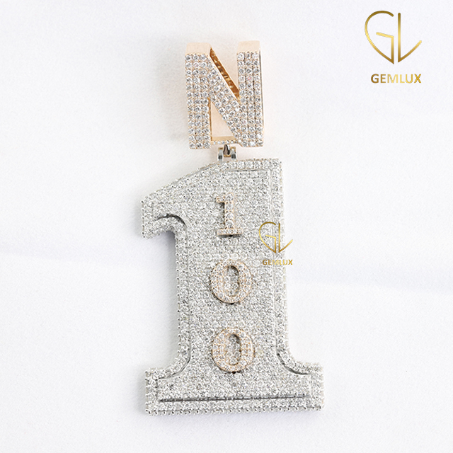 New Design Iced Out "1" Number With Letter HipHop Pendant