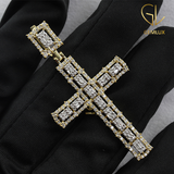 Fine 925 Jewelry Baguette Cut Moissanite Diamond Cross Pendant