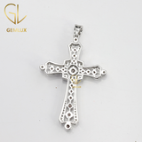 White & Pink Moissanite Diamond Cross Pendant