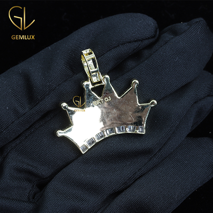 Iced Out Bling Bling Moissanite Diamond Crown HipHop Pendant