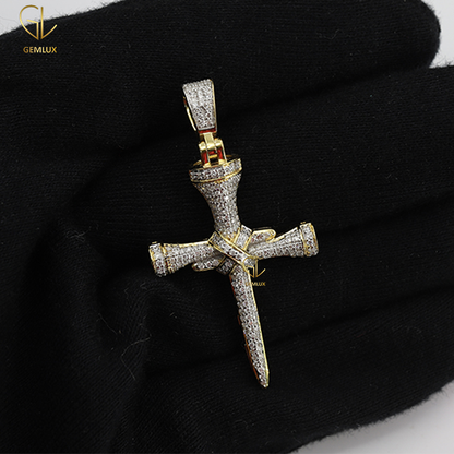 Stylish Bling Bling Nail Cross Charm Pendant