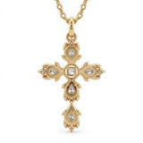 Pear and Round Lab-Grown Diamond Vintage Cross Pendant