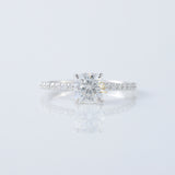 1.5 Ct Cushion Cut Lab Grown Solitaire With Accent Ring