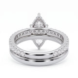 1.5 Ct marquise lab grown diamond engagement ring set with rose gold wedding band and diamond accents