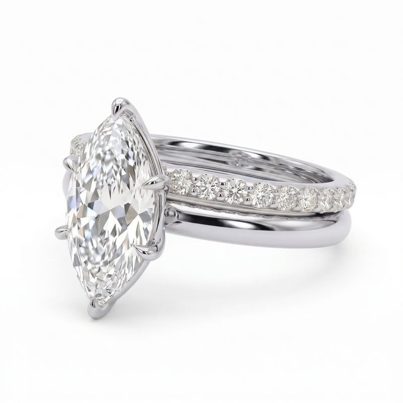 1.5ct Marquise Lab Grown Diamond Engagement Ring Set