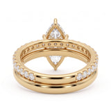 1.5 Ct marquise lab grown diamond engagement ring set with rose gold wedding band and diamond accents