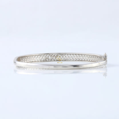 14k Gold Marquise and Round Cut Moissanite Bangle Bracelet