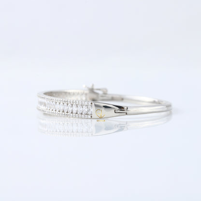 14k Gold Marquise and Round Cut Moissanite Bangle Bracelet