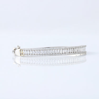 14k Gold Marquise and Round Cut Moissanite Bangle Bracelet