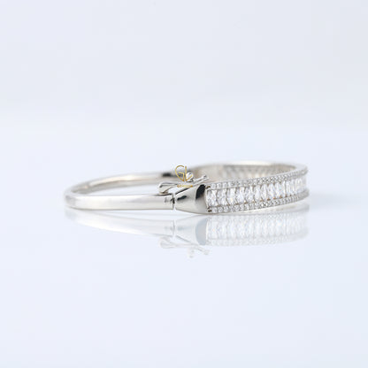 14k Gold Marquise and Round Cut Moissanite Bangle Bracelet