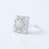 1890s Vintage Filigree Design Round Lab Grown Antique Ring