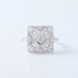 1890s Vintage Filigree Design Round Lab Grown Antique Ring