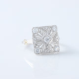 1890s Vintage Filigree Design Round Lab Grown Antique Ring