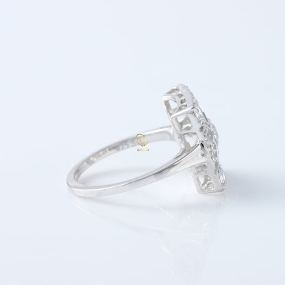 1890s Vintage Filigree Design Round Lab Grown Antique Ring